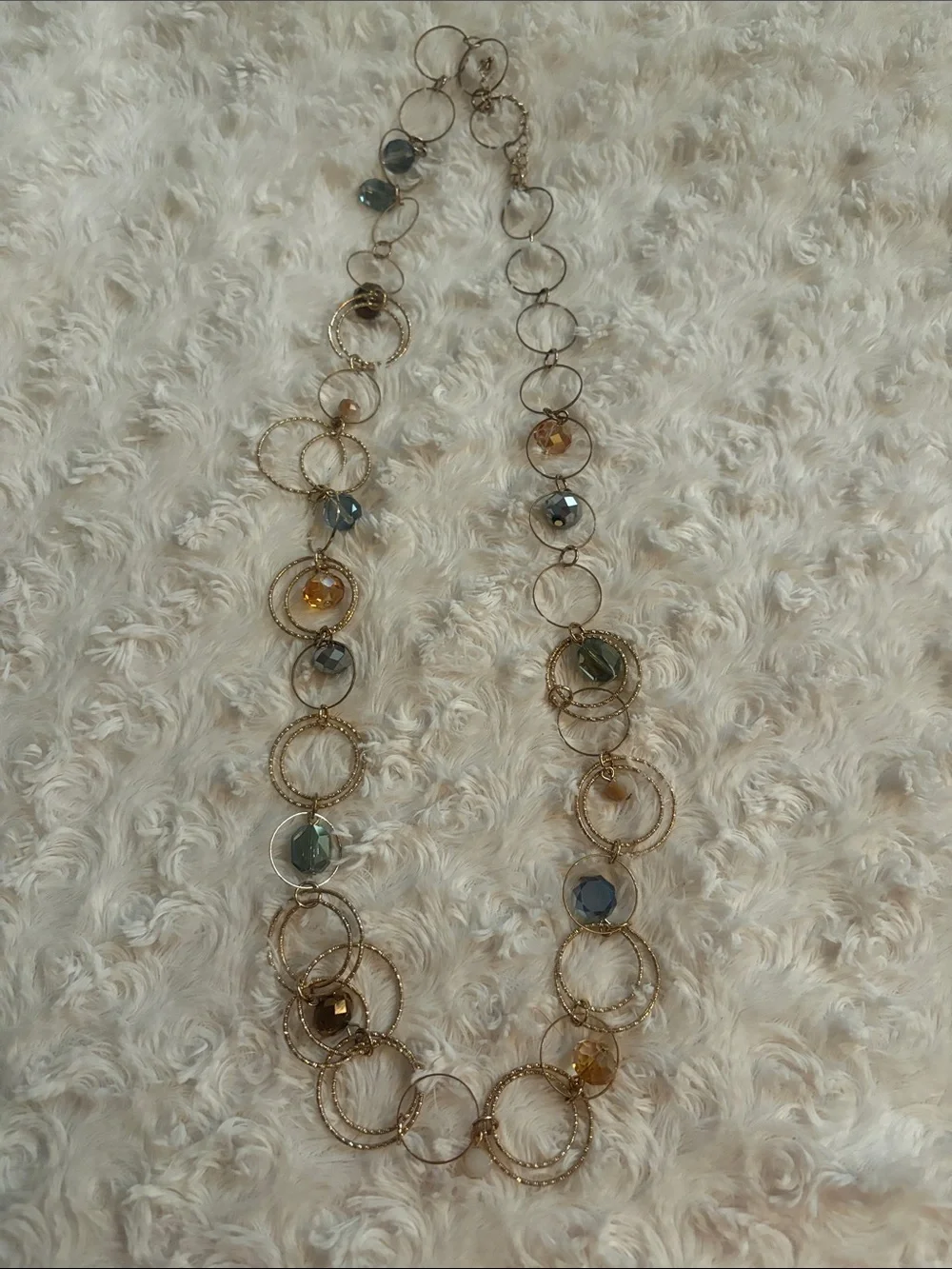 Gold-Tone Multicolor Bead Link Necklace - Elegant Women's Jewelry